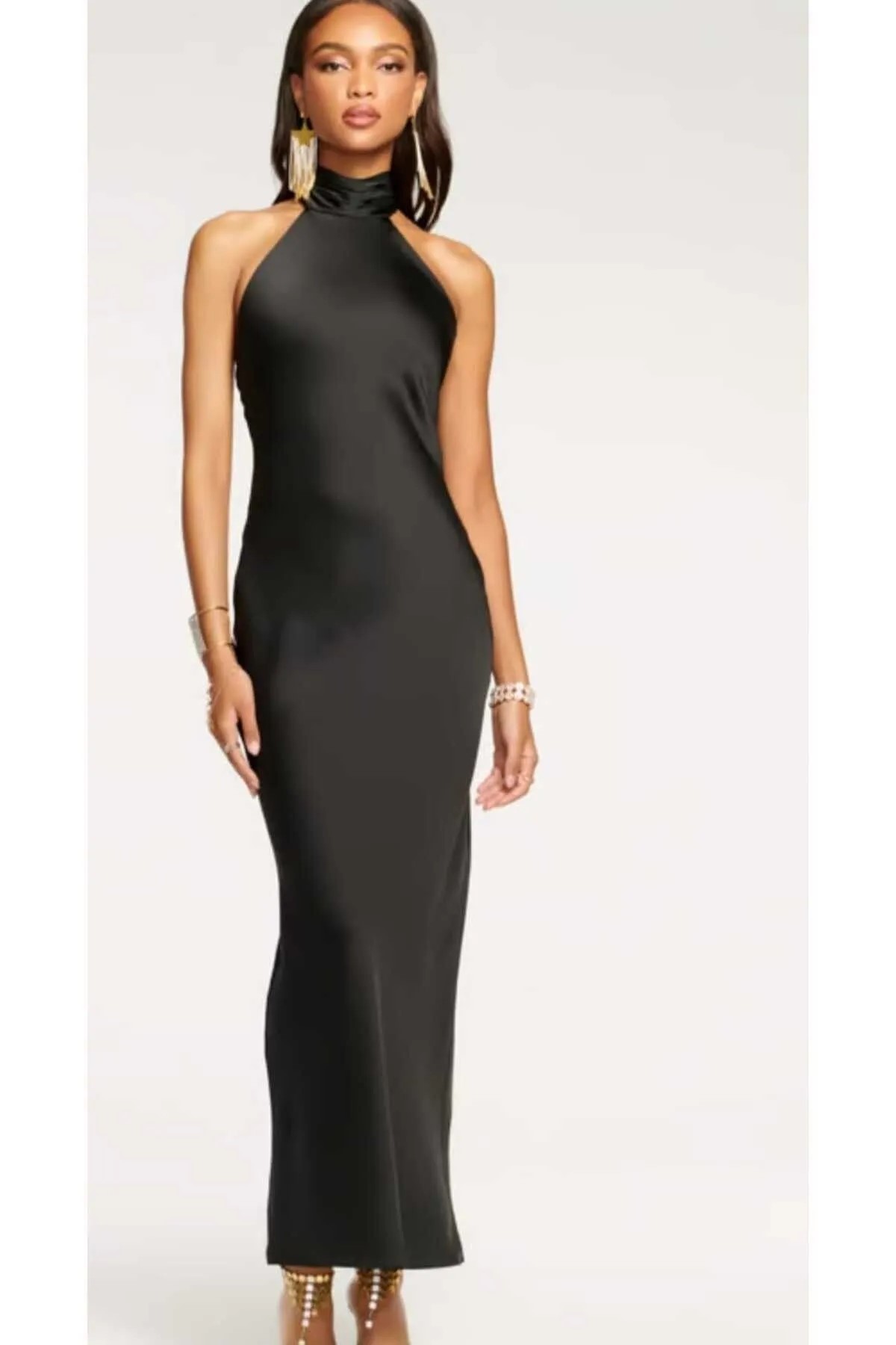 saten fiyonklu elbise