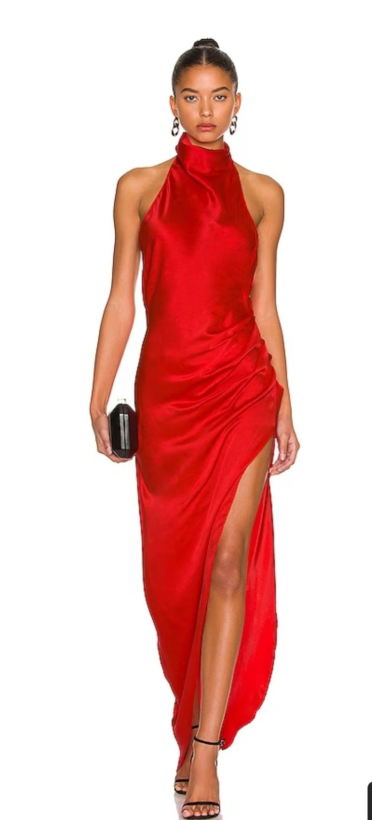 kadın elbise  kırmızı pileli enseden çıtçıtlı samba elbisesi